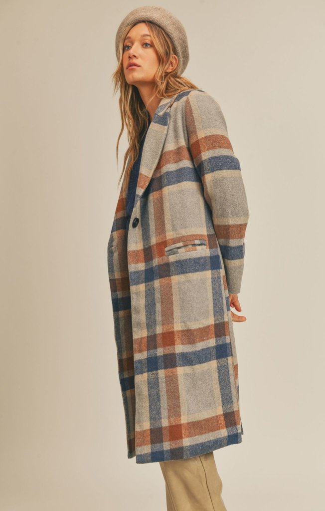 Sage the Label All The Way Plaid Coat