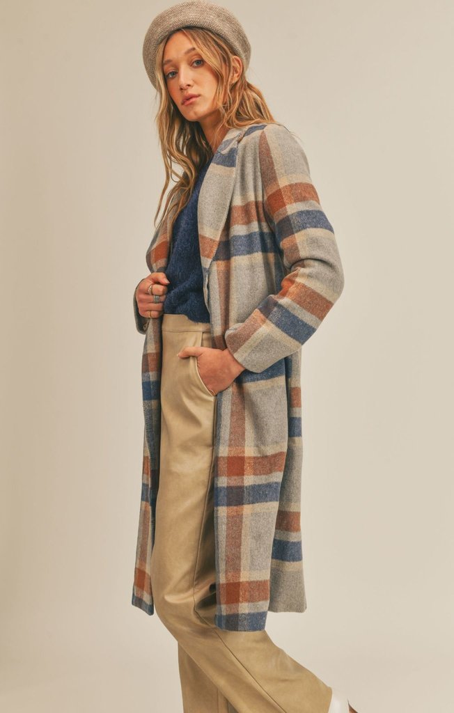 Sage the Label All The Way Plaid Coat