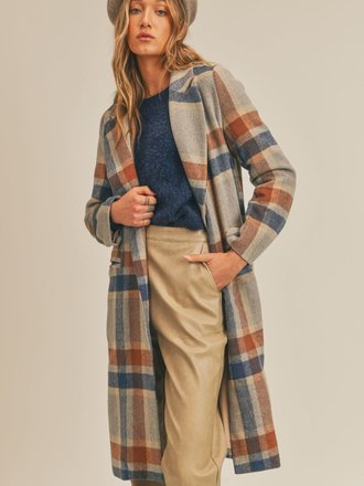 Sage the Label All The Way Plaid Coat