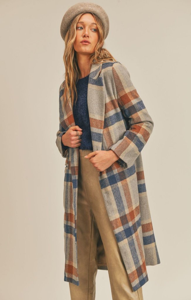 Sage the Label All The Way Plaid Coat