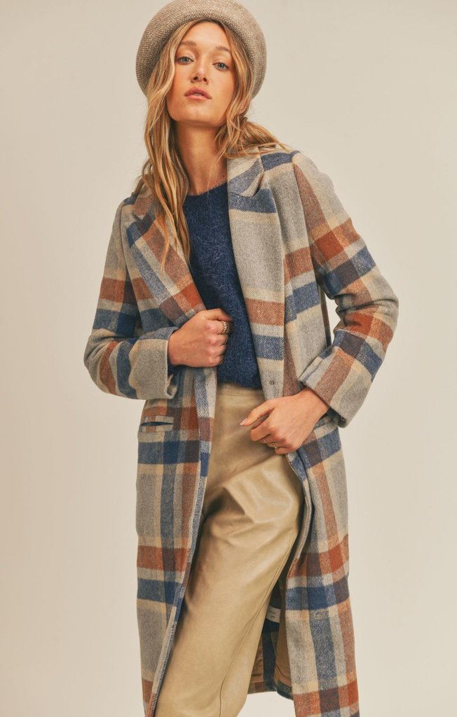 Sage the Label All The Way Plaid Coat