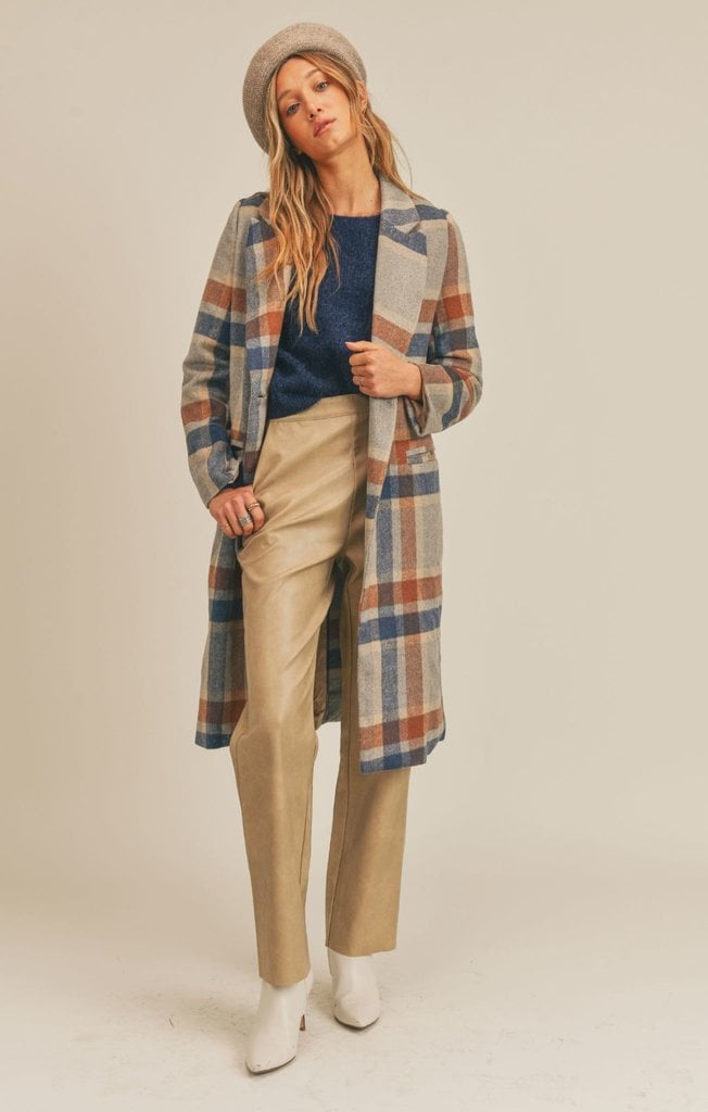 Sage the Label All The Way Plaid Coat