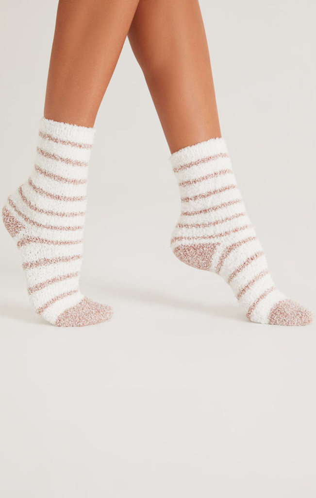 Z-Supply Latte & Stripes Plush Socks