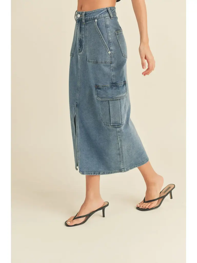 Miou Muse Cargo Denim Skirt