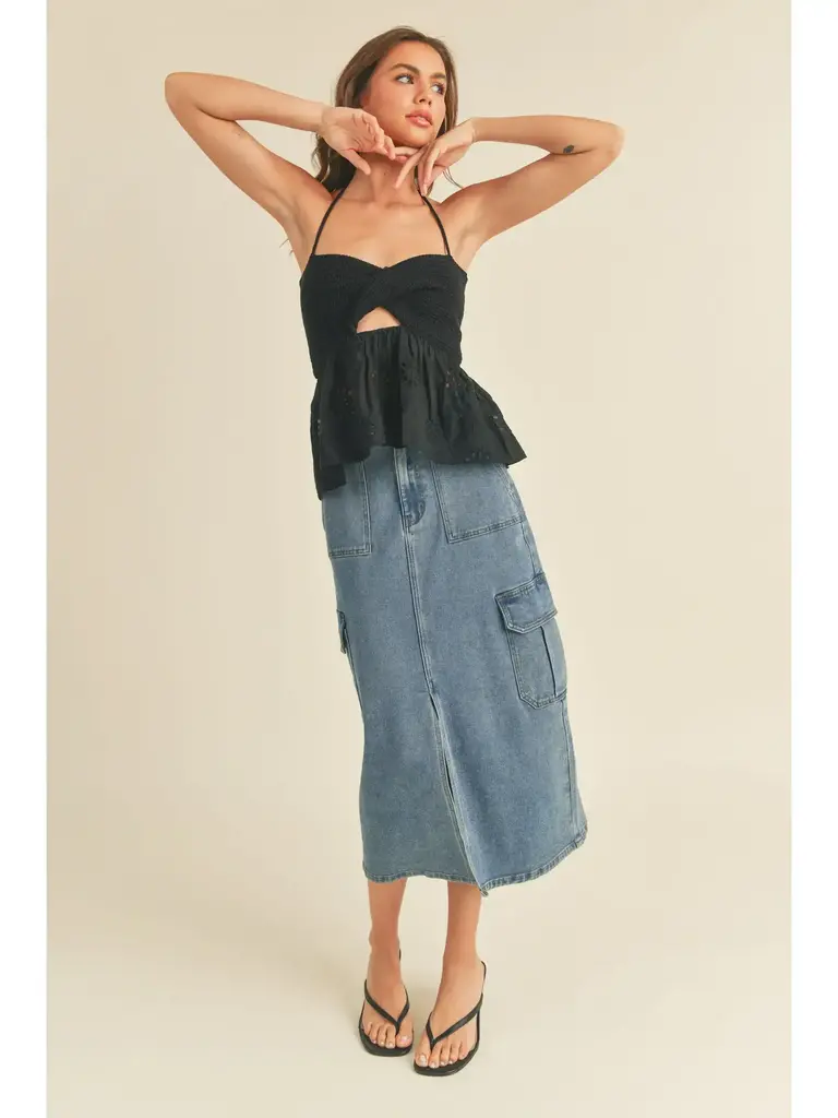 Miou Muse Cargo Denim Skirt