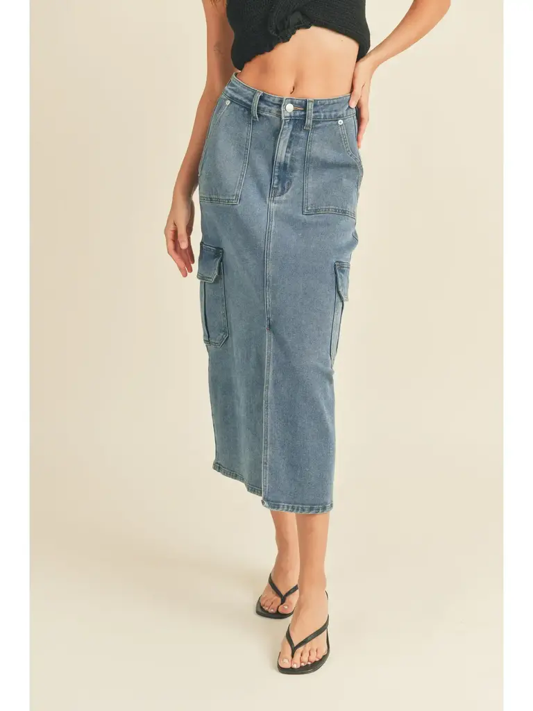 Miou Muse Cargo Denim Skirt