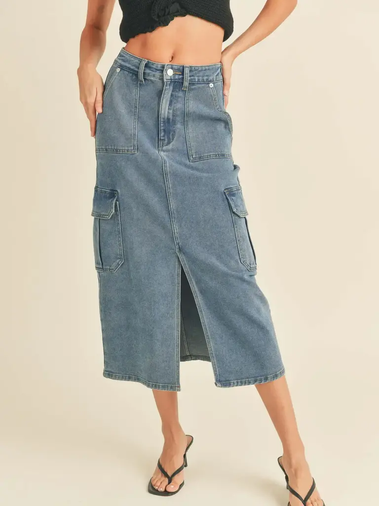 Miou Muse Cargo Denim Skirt