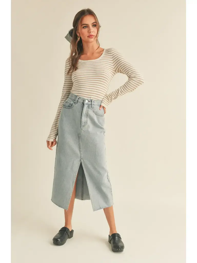 Miou Muse Denim Midi Skirt