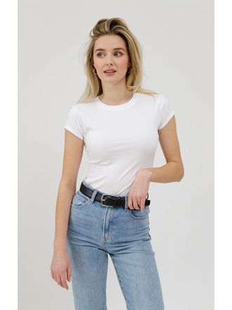 Brunette The Label Ribbed Cap Sleeve Tee