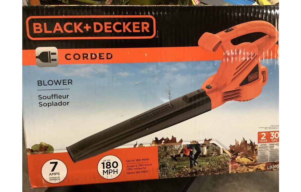 (NEW) BLACK+DECKER LB700 180 MPH 220CFM 7-Amp Corded Electric Handheld Leaf Blower