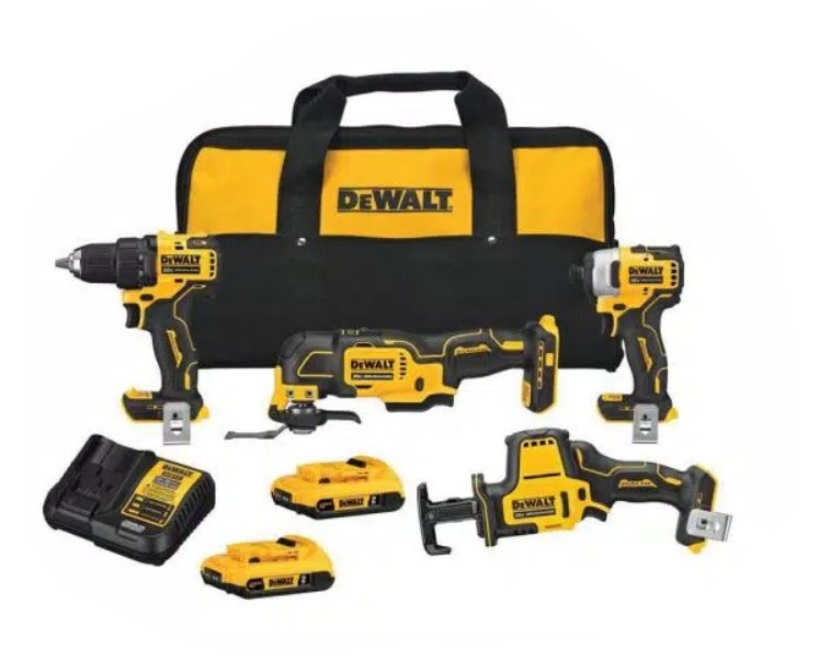 20-Volt MAX Brushless Cordless Combo Kit (4-Tool) with 2 Ahr Battery, 4 Ahr Battery, Charger and Bag 20-Volt MAX Brushless Cordless Combo Kit (4-Tool) with 2 Ahr Battery, 4 Ahr Battery, Charger and Bag