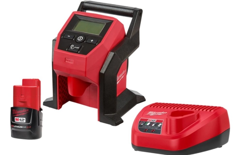 (New) Milwaukee M12 12-Volt Lithium-Ion Cordless Compact Inflator with 2.0 Ah Battery and Charger