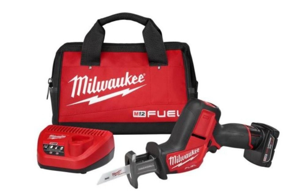 (New) Milwaukee M12 FUEL 12-Volt Lithium-Ion Brushless Cordless HACKZALL Reciprocating Saw Kit w/ One 4.0Ah Batteries Charger & Tool Bag