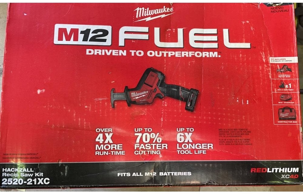 (New) Milwaukee M12 FUEL 12-Volt Lithium-Ion Brushless Cordless HACKZALL Reciprocating Saw Kit w/ One 4.0Ah Batteries Charger & Tool Bag