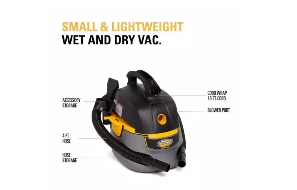 (NEW) STINGER HD2025 2.5 Gal. 1.75-Peak HP Compact Wet/Dry Shop Vacuum with Filter Bag, Hose and Accessories