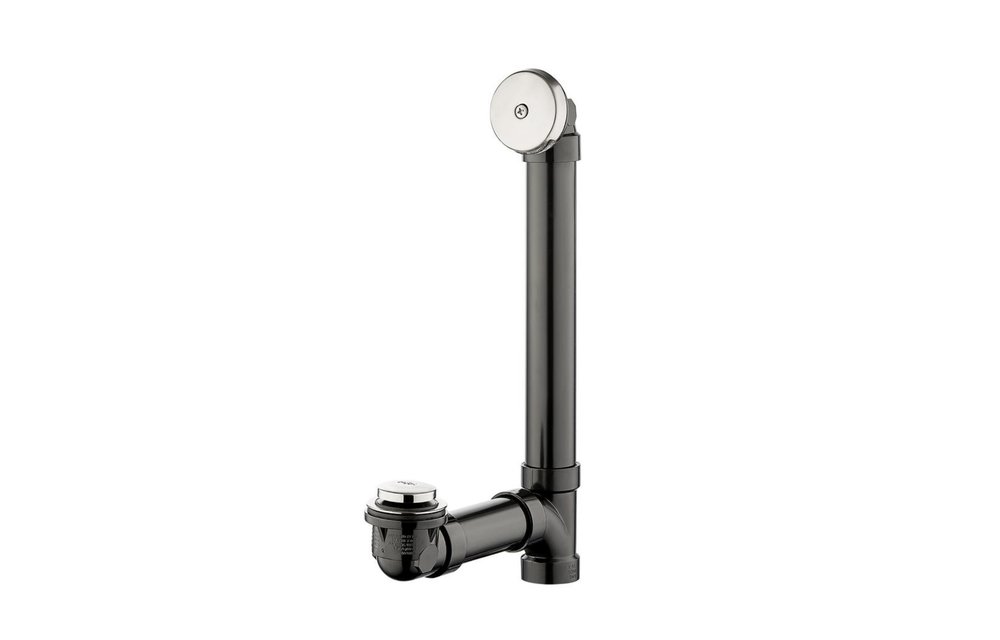 Everbilt Easy Touch 1-1/2 in. Schedule 40 Black ABS Pipe Bath Waste and Overflow Drain in Brushed Nickel