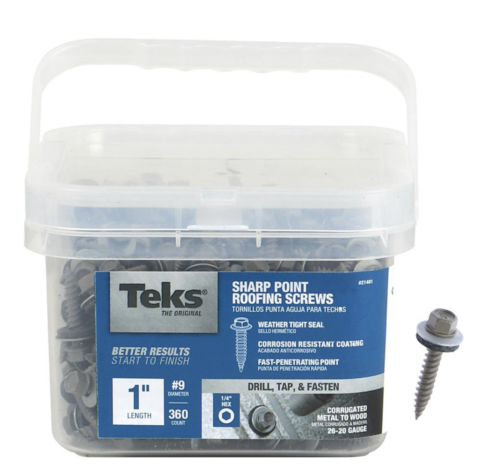 #9-15 x 1 in. External Hex Washer Head Sharp Point Roofing Screw (360-Pack) #9-15 x 1 in. External Hex Washer Head Sharp Point Roofing Screw (360-Pack)