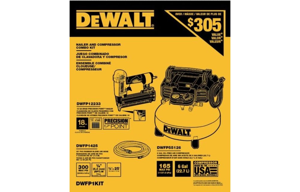 6 Gal 18-Gauge Brad Nailer And Heavy-Duty Pancake Electric Air Compressor Combo 6 Gal 18-Gauge Brad Nailer And Heavy-Duty Pancake Electric Air Compressor Combo
