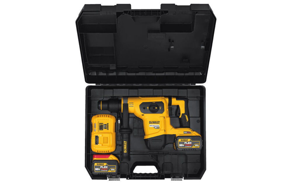 (New) DEWALT FLEXVOLT 60-Volt MAX Cordless Brushless 1-9/16 in. SDS MAX Combination Rotary Hammer & (2) FLEXVOLT 9.0Ah Batteries