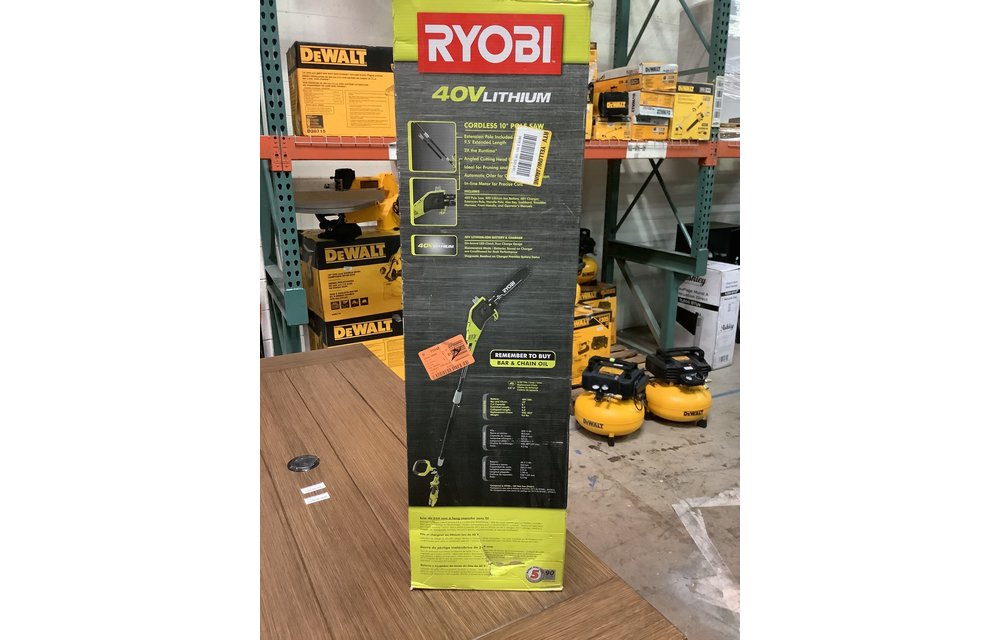 (Used Like New) RYOBI 10 in. 40-Volt Lithium-Ion Cordless Battery Pole Saw 2.0 Ah Battery and Charger Included