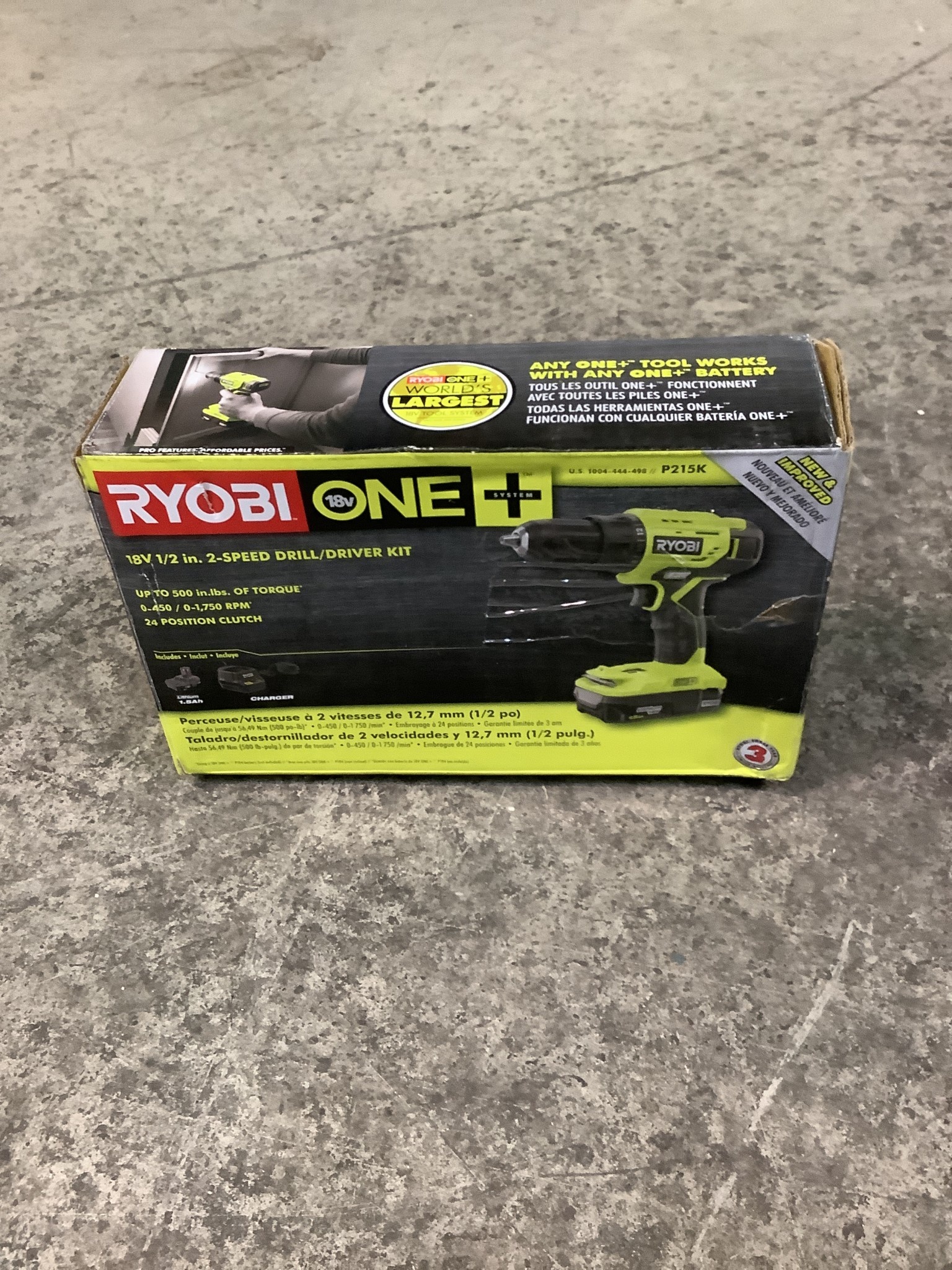 RYOBI P215K 18 Volt ONE Lithium Ion Cordless 1 2 in. Drill Driver Kit with 1 1.5 Ah Battery and 18 Volt Charger Discount Depot
