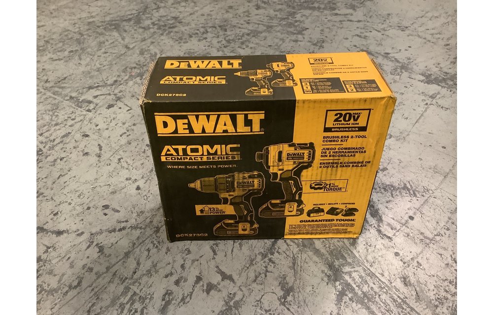 DEWALT DCK278C2 ATOMIC 20 Volt MAX Cordless Brushless Compact Drill Impact Combo Kit 2 Tool with 2 1.3Ah Batteries Charger Bag Discount Depot