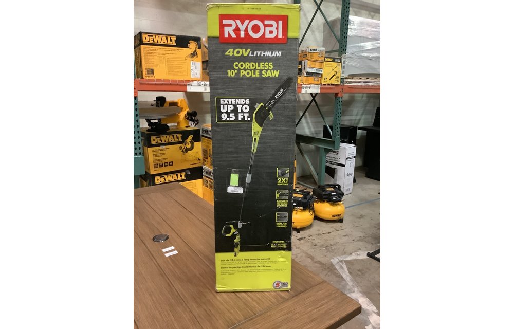 (Used Like New) RYOBI 10 in. 40-Volt Lithium-Ion Cordless Battery Pole Saw 2.0 Ah Battery and Charger Included