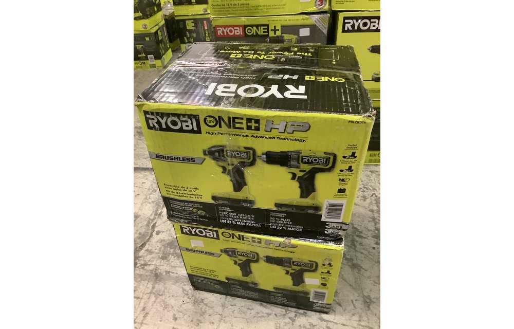 (New) RYOBI ONE+ HP 18V Brushless Cordless 1/2 in. Drill/Driver and Impact Driver Kit w/ (2) 2.0 Ah Batteries, Charger, and Bag