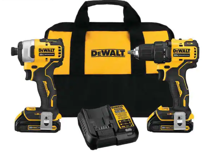 DEWALT DCK278C2 ATOMIC 20 Volt MAX Cordless Brushless Compact Drill Impact Combo Kit 2 Tool with 2 1.3Ah Batteries Charger Bag Discount Depot