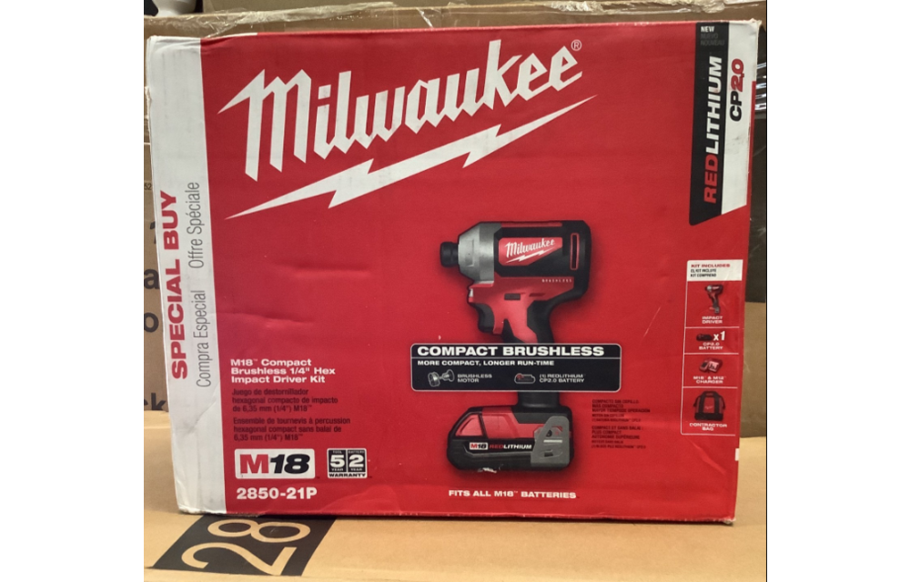 (New) MILWAUKEE M18 18-Volt Lithium-Ion Compact Brushless Cordless 1/4 in. Impact Driver Kit W/ (1) 2.0 Ah Battery, Charger & Tool Bag