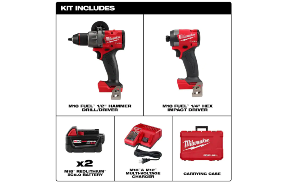 NEW) Milwaukee M18 FUEL 18V Lithium-Ion Brushless Cordless Hammer Drill and  Impact Driver Combo Kit (2-Tool) with 2 Batteries (NEW) - Discount Depot