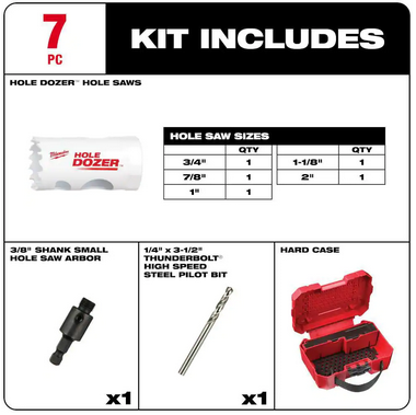 New Hole Dozer Bi Metal Hole Saw Kit 7 Piece Discount Depot