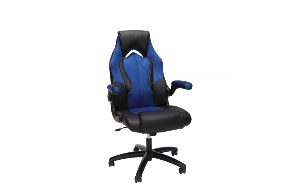 (New) OFM Essentials Collection in Blue High-Back Racing Style Bonded Leather Gaming Chair