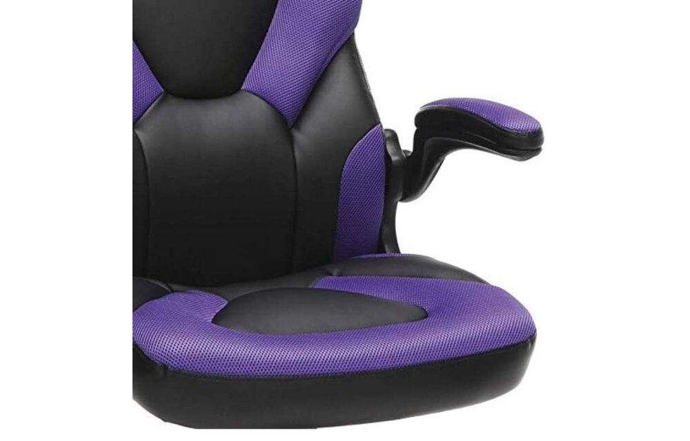 (New) OFM Essentials 28.3 in. Width Big and Tall Purple Leather Gaming Chair with Adjustable Height