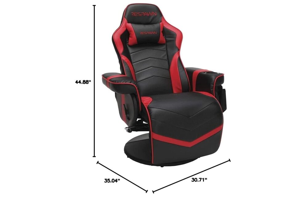 (New) Respawn 900 Racing Style Gaming Recliner, Reclining Gaming Chair, in Red (RSP-900-RED)