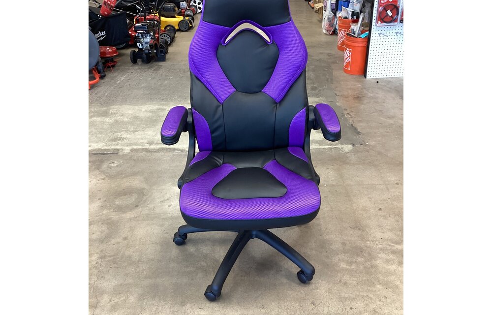 (New) OFM Essentials 28.3 in. Width Big and Tall Purple Leather Gaming Chair with Adjustable Height