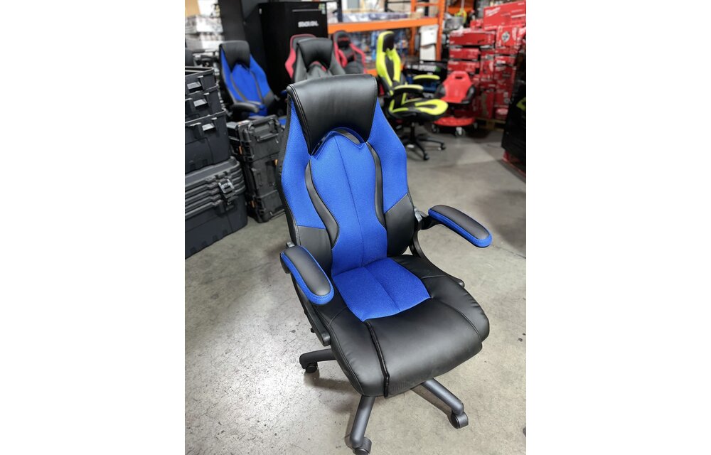(New) OFM Essentials Collection in Blue High-Back Racing Style Bonded Leather Gaming Chair