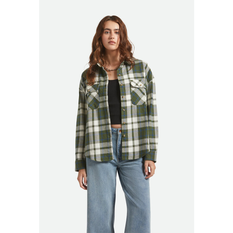 Brixton Brixton - Bowery Vintage L/S Overshirt Green/Blue