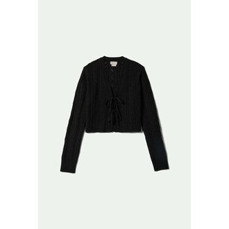 Brixton Brixton - Cropped Pointelle Tie Cardigan