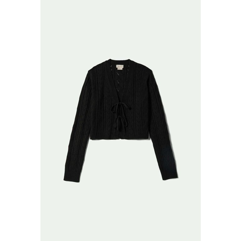 Brixton Brixton - Cropped Pointelle Tie Cardigan