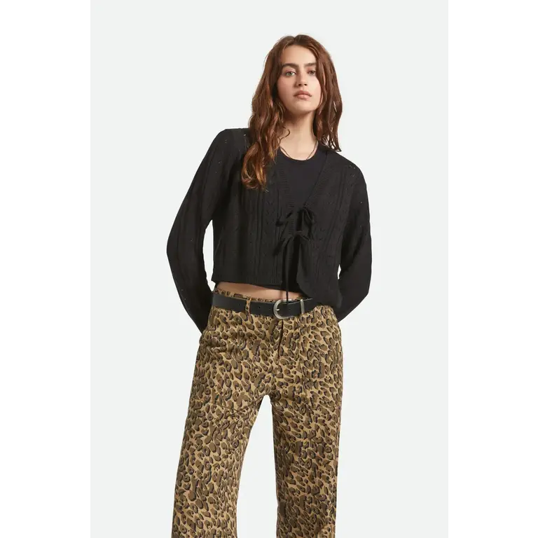 Brixton Brixton - Cropped Pointelle Tie Cardigan