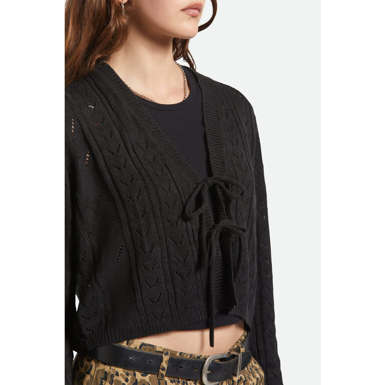 Brixton Brixton - Cropped Pointelle Tie Cardigan