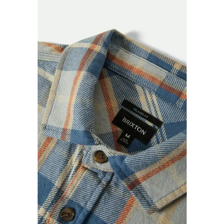 Brixton Brixton - Vintage Wash Flannel Blue/Soft Blue/Orange