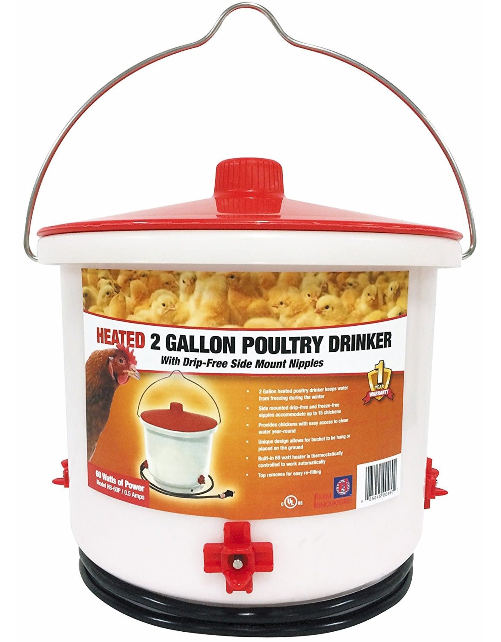 Miller Heated Plastic Poultry Drinker 2 GAL