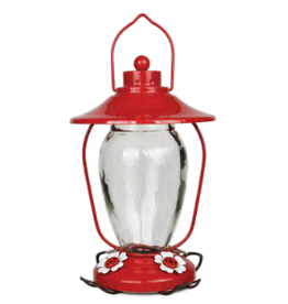 Pinebush Lantern Style Glass Hummingbird Feeder