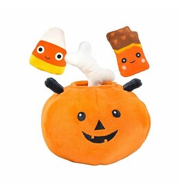 Patchwork HLWN Trick or Treat Pumpkin with Candy 10"