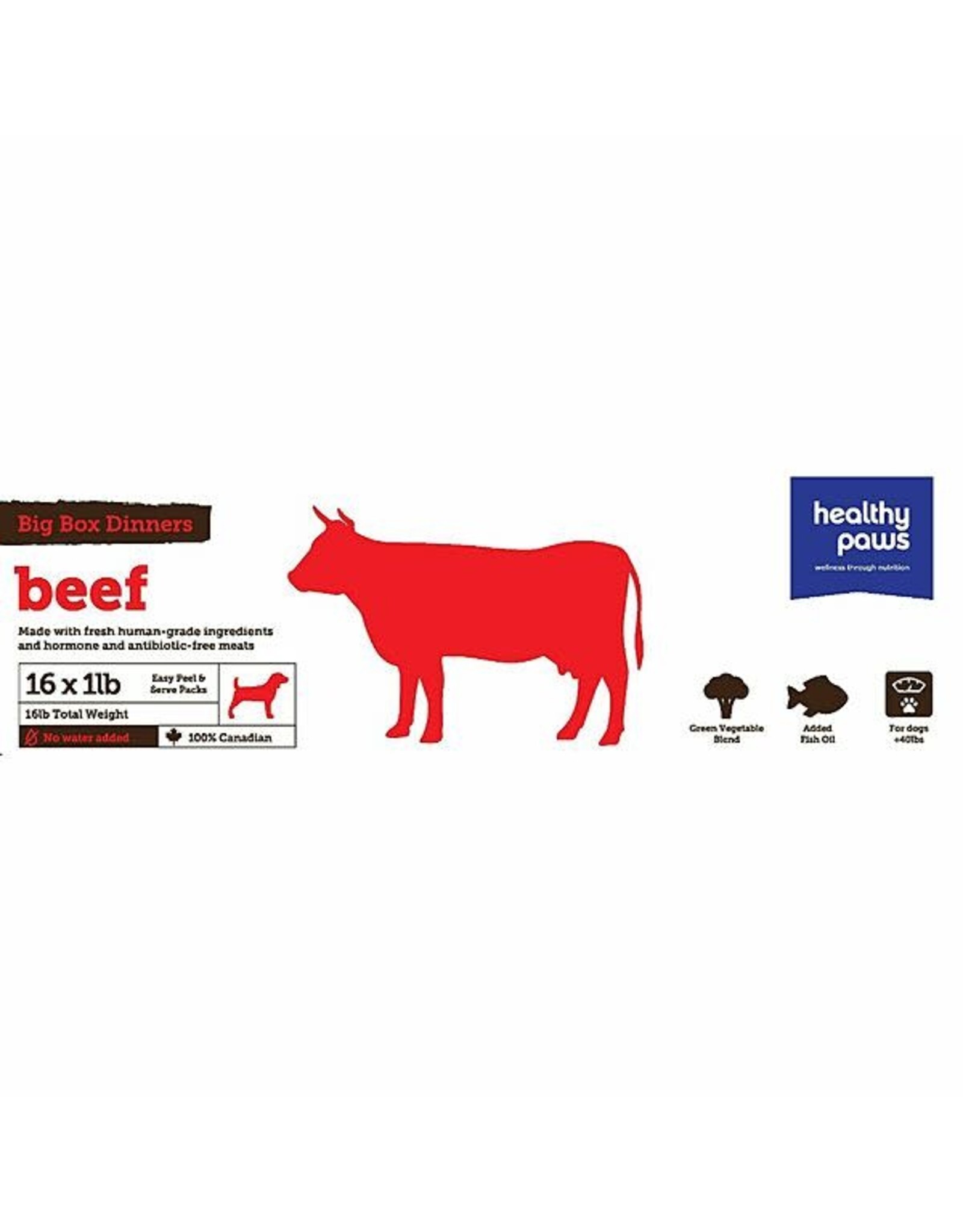 Healthy Paws Healthy Paws Frozen - Big Box Beef Dinner [DOG] 16LB