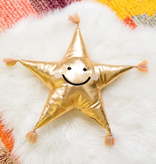 Gold Star Shaped Embroidered Pillow With Tassels