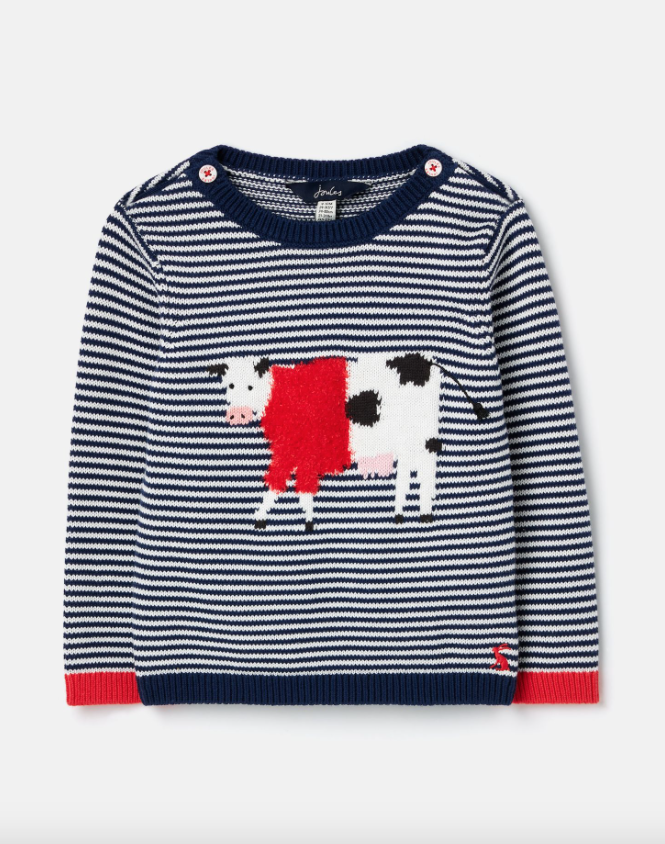 Joules Joules Navy Stripe Cow Sweater