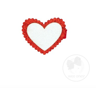 Wee Ones Wee Ones Large Glitter Layered Heart Hair Clip
